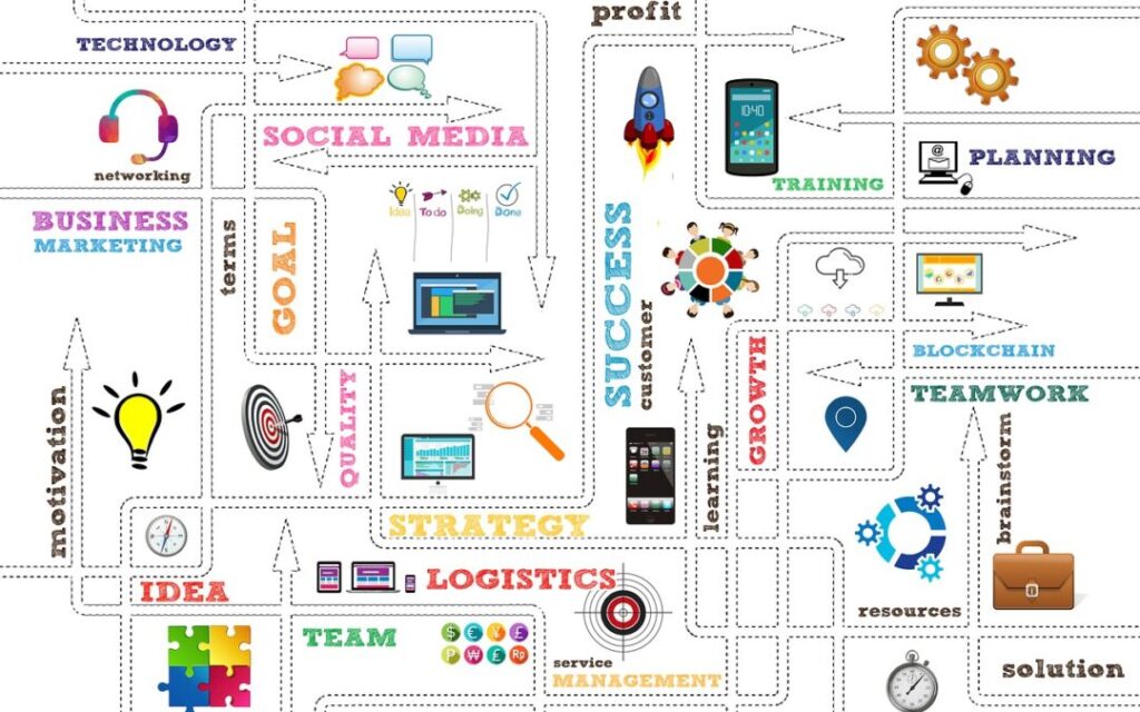 A digital graphic art with the business maze