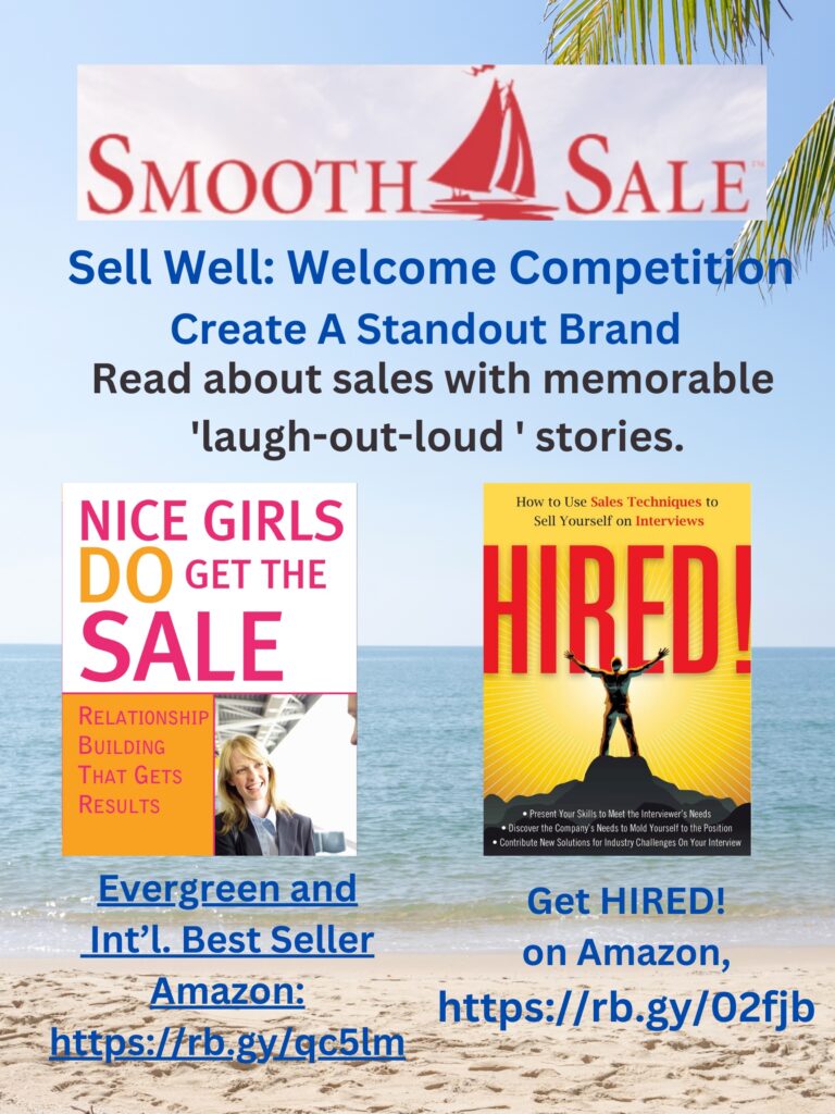 Nice Girls DO Get the Sale is an International Best-Seller and Evergreen: 
A Classic! https://amzn.to/39QiVZw

HIRED! How To Use Sales Techniques To Sell Yourself On Interviews is a best seller. https://amzn.to/33LP2pv and helped many to secure the job they desired

Visit Elinor Stutz's Author Page on Amazon: https://www.amazon.com/Elinor-Stutz/e/B001JS1P8S  