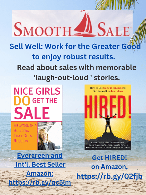 Nice Girls DO Get the Sale: Relationship Building That Gets Results is an International Best-Seller and Evergreen: 
A Classic! https://amzn.to/39QiVZw


HIRED! How To Use Sales Techniques To Sell Yourself On Interviews is a best seller. https://amzn.to/33LP2pv and has helped many to secure the job they desired.